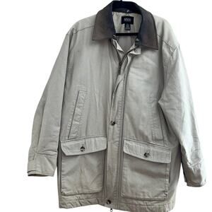 Vintage Tan Bass Lined Field Jacket with Removable Leather Collar-Large